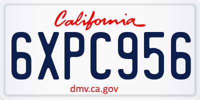 CA license plate 6XPC956