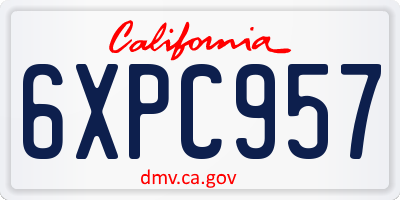 CA license plate 6XPC957