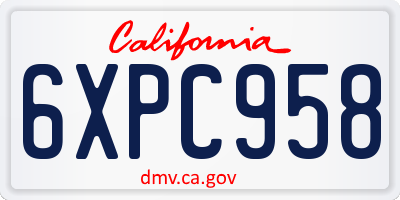 CA license plate 6XPC958