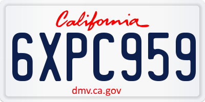 CA license plate 6XPC959