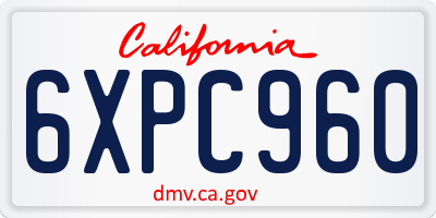 CA license plate 6XPC960
