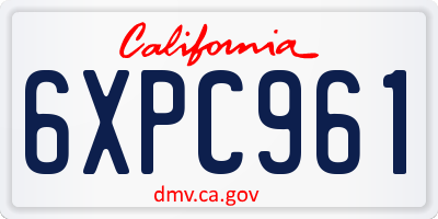CA license plate 6XPC961