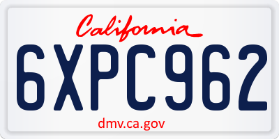 CA license plate 6XPC962