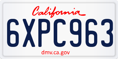 CA license plate 6XPC963