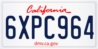 CA license plate 6XPC964