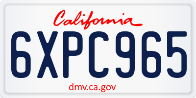 CA license plate 6XPC965