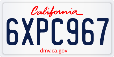 CA license plate 6XPC967