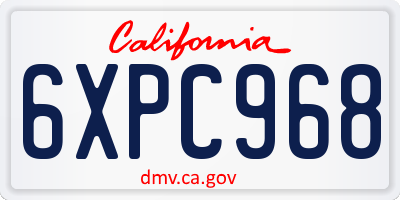 CA license plate 6XPC968