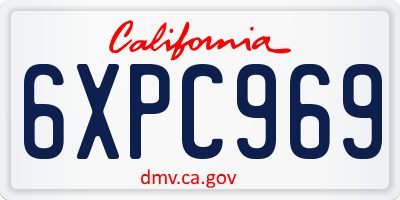 CA license plate 6XPC969