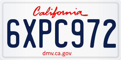 CA license plate 6XPC972
