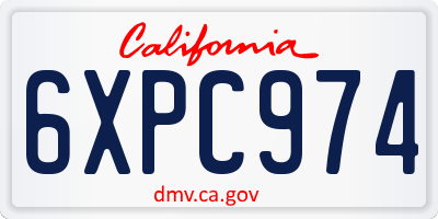 CA license plate 6XPC974