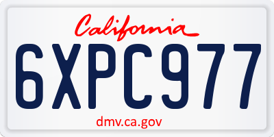 CA license plate 6XPC977
