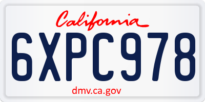 CA license plate 6XPC978