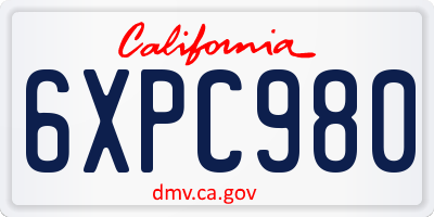 CA license plate 6XPC980