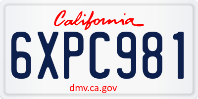 CA license plate 6XPC981