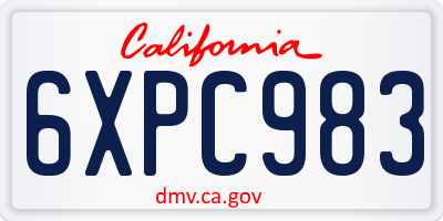 CA license plate 6XPC983