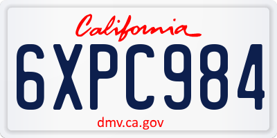CA license plate 6XPC984