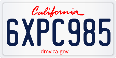 CA license plate 6XPC985
