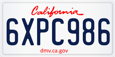 CA license plate 6XPC986