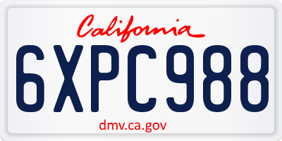 CA license plate 6XPC988