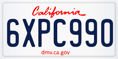 CA license plate 6XPC990