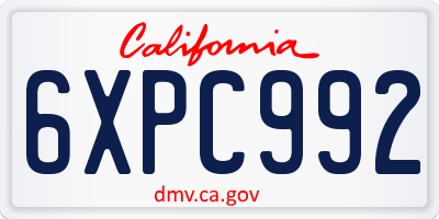 CA license plate 6XPC992