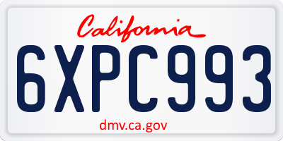 CA license plate 6XPC993
