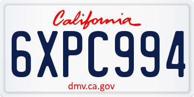 CA license plate 6XPC994