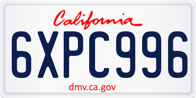 CA license plate 6XPC996