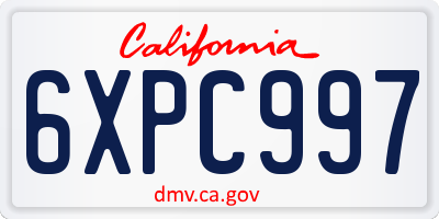 CA license plate 6XPC997