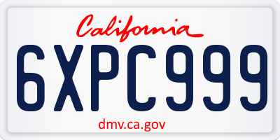 CA license plate 6XPC999