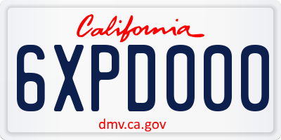 CA license plate 6XPD000