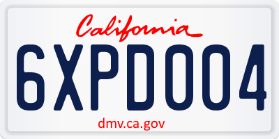 CA license plate 6XPD004