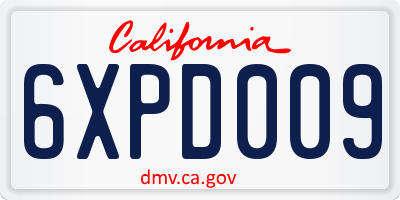 CA license plate 6XPD009