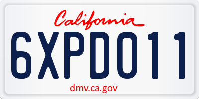 CA license plate 6XPD011