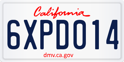 CA license plate 6XPD014