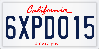CA license plate 6XPD015
