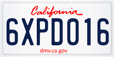 CA license plate 6XPD016
