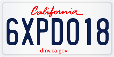 CA license plate 6XPD018
