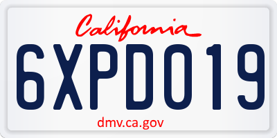 CA license plate 6XPD019