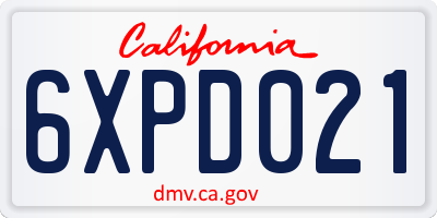 CA license plate 6XPD021
