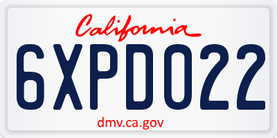 CA license plate 6XPD022