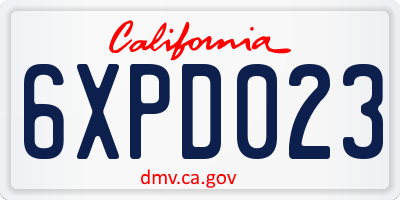 CA license plate 6XPD023