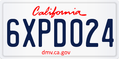 CA license plate 6XPD024