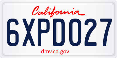 CA license plate 6XPD027