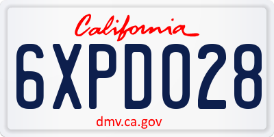 CA license plate 6XPD028