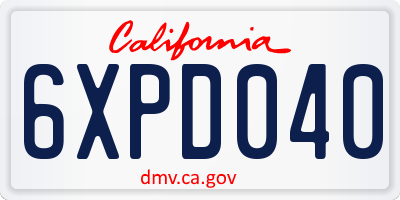 CA license plate 6XPD040
