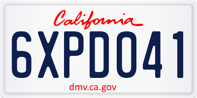 CA license plate 6XPD041