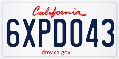 CA license plate 6XPD043