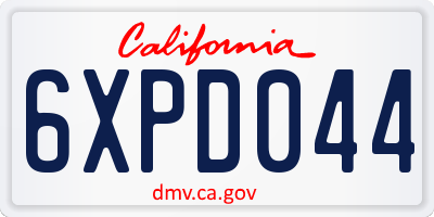 CA license plate 6XPD044